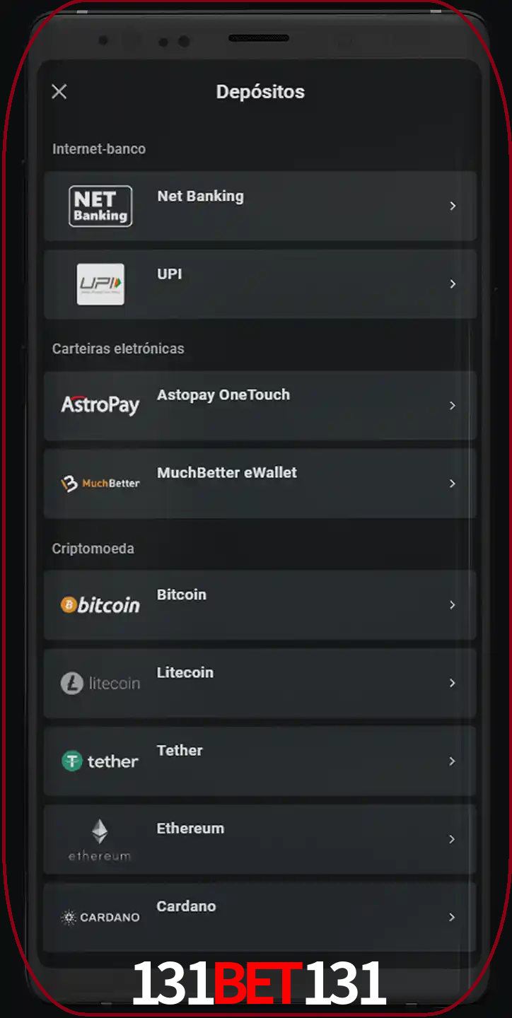 Você pode usar métodos alternativos de depósito.